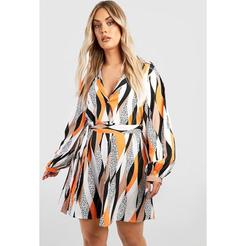 Grande Taille - Robe Chemise Imprimée - 50 - boohoo - Modalova