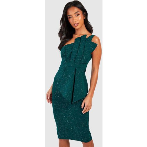 Petite" - Robe Asymétrique Mé"Tall"isée À Volants - Vert Émeraude - 34, Vert Émeraude - boohoo - Modalova