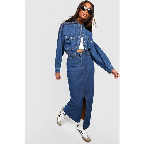 Petite" - Jupe Longue Fendue En Jean - 38 - boohoo - Modalova