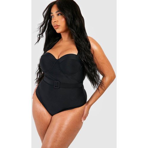 Grande Taille - Maillot De Bain Sculptant À Armatures Et Ceinture - 44 - boohoo - Modalova