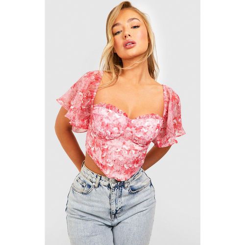 Corset Fleuri À Manches Larges - 40 - boohoo - Modalova