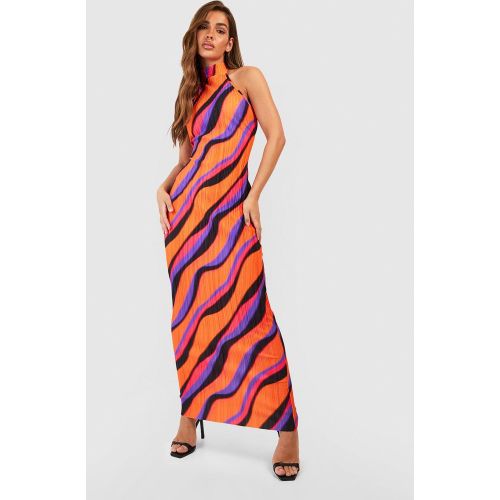 Robe Longue Plissée À Imprimé Abstrait - 36 - boohoo - Modalova