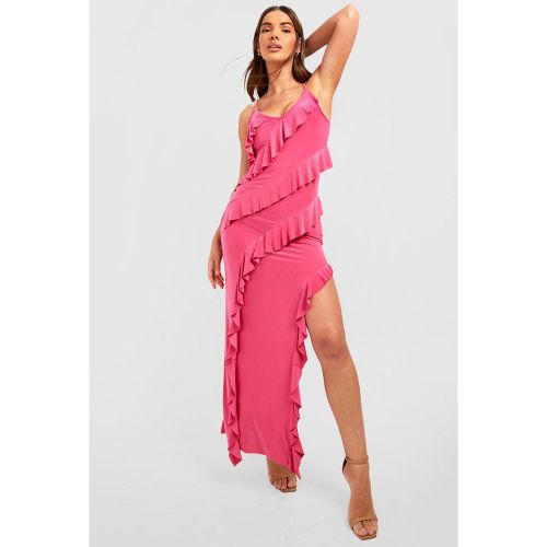 Robe Longue Fendue À Volants - 44 - boohoo - Modalova