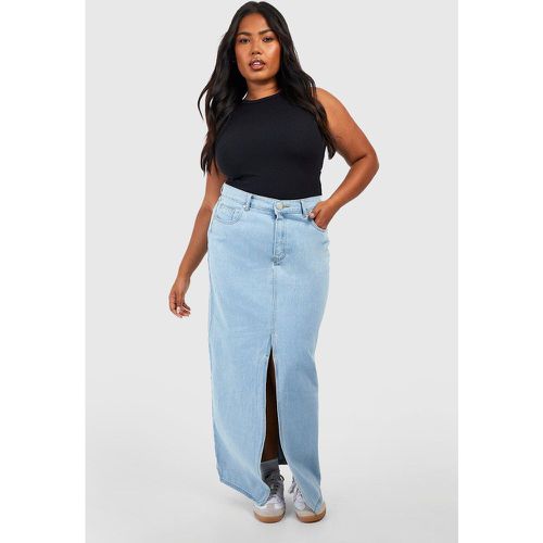 Grande Taille - Jupe Longue Fendue En Jean - 44 - boohoo - Modalova