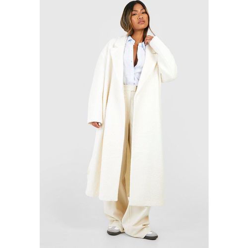 Manteau En Laine À Ceinture - Blanc Écru - 42, Blanc Écru - boohoo - Modalova