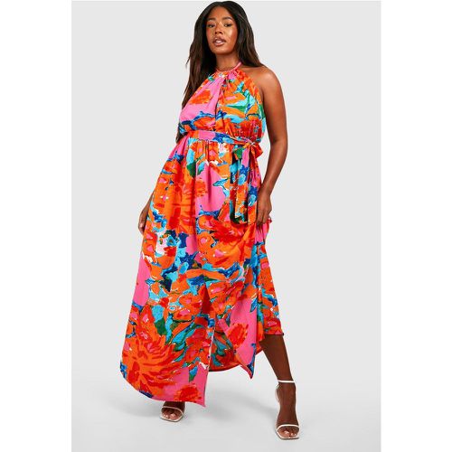 Grande Taille - Robe Longue Dos Nu Fleurie - 44 - boohoo - Modalova