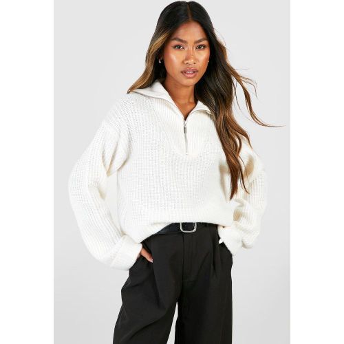 Pull Épais À Col Zippé - Blanc Écru - L, Blanc Écru - boohoo - Modalova