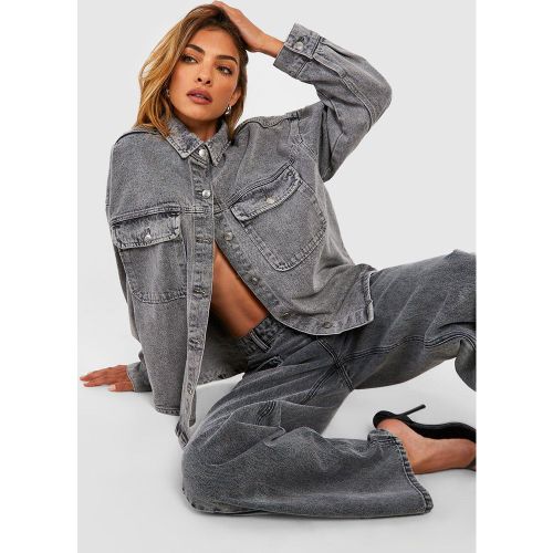 Surchemise Oversize En Jean - 42 - boohoo - Modalova
