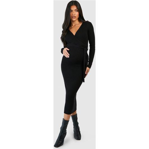 Maternité - Robe De Grossesse Portefeuille Mi-Longue - 12 - boohoo - Modalova