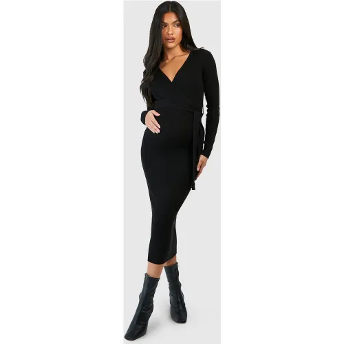 Maternité - Robe De Grossesse Portefeuille Mi-Longue - 36 - boohoo - Modalova