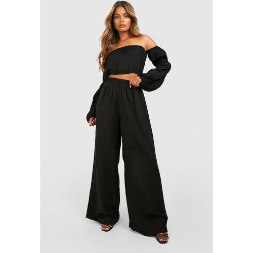 Ensemble En Lin Avec Crop Top À Manches Volumineuses Et Pantalon Large - 38 - boohoo - Modalova