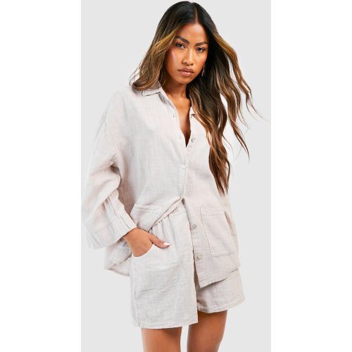 Short En Coton Texturé À Taille Élastique - 38 - boohoo - Modalova