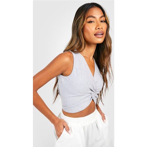 Crop Top Côtelé Torsadé - 40 - boohoo - Modalova