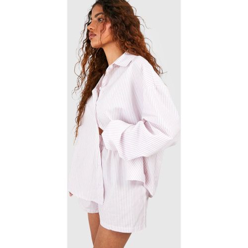 Petite" - Ensemble Rayé Avec Chemise Oversize Et Short - 44 - boohoo - Modalova