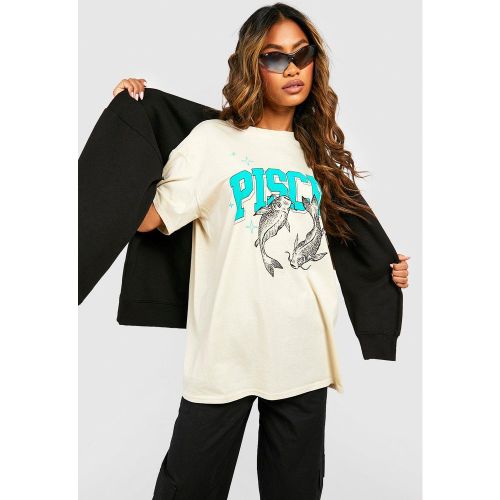 T-Shirt Oversize Imprimé Pisces - Xl - boohoo - Modalova