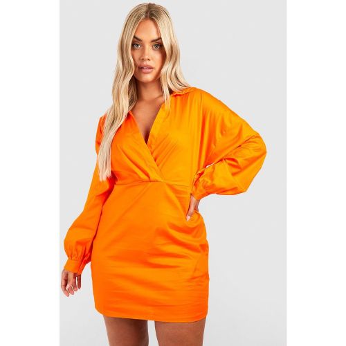 Grande Taille - Robe Chemise Portefeuille - 44 - boohoo - Modalova