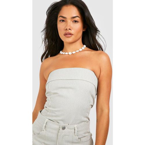 Haut Bandeau Rayé En Jean - Blanc Écru - 40, Blanc Écru - boohoo - Modalova