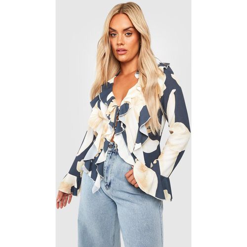 Grande Taille - Blouse Fleurie À Volants - 44 - boohoo - Modalova