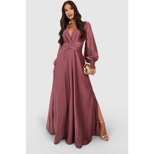 Robe Longue Satinée Torsadée - 36 - boohoo - Modalova