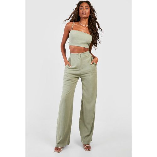 Pantalon De Tailleur Large En Lin - 36 - boohoo - Modalova