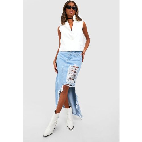 Jupe Longue Fendue En Jean - 38 - boohoo - Modalova