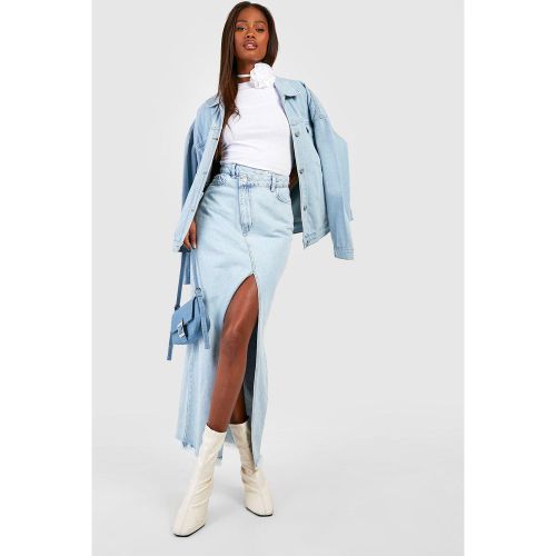 Jupe Longue En Jean Asymétrique Fendue - 42 - boohoo - Modalova