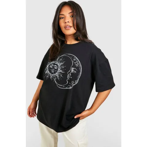 Grande Taille - T-Shirt Oversize À Imprimé Soleil Et Lune - 44 - boohoo - Modalova