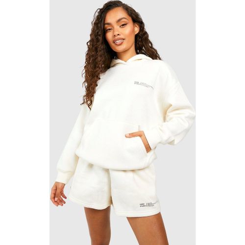 Survêtement À Slogan Avec Short - Blanc Écru - S, Blanc Écru - boohoo - Modalova