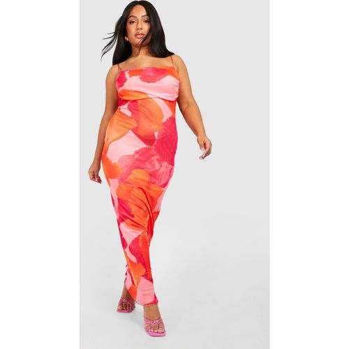 Grande Taille - Robe Longue Fleurie En Mesh - 44 - boohoo - Modalova