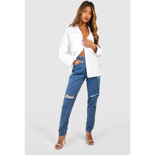 Jean Mom Basique Taille Haute Déchiré - 36 - boohoo - Modalova