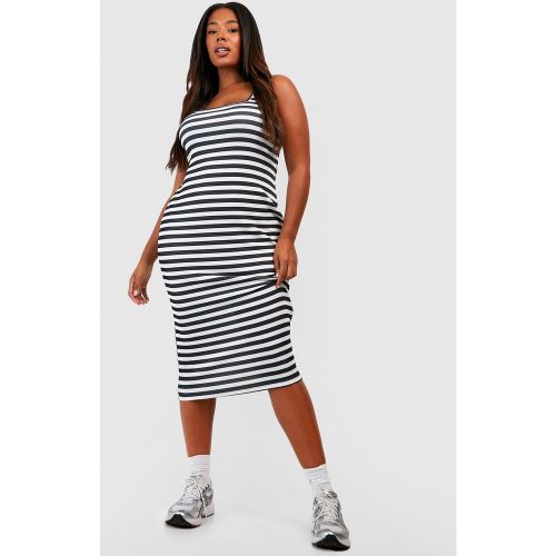 Grande Taille - Robe Longue Côtelée Rayée - 24 - boohoo - Modalova