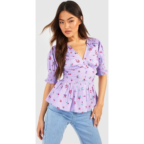 Blouse Fleurie - Lilas - 8, Lilas - boohoo - Modalova