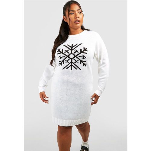 Grande Taille - Robe Pull De Noël À Motif Flocons De Neige - 44 - boohoo - Modalova