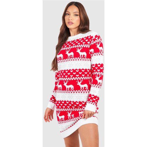 Tall" - Robe Pull De Noël À Motif Cœurs Et Rennes - 36 - boohoo - Modalova