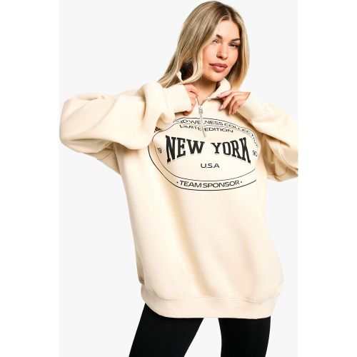 Sweat Oversize Zippé À Slogan New York - L - boohoo - Modalova