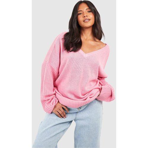 Grande Taille - Pull Oversize À Col Et Dos En V - 44 - boohoo - Modalova