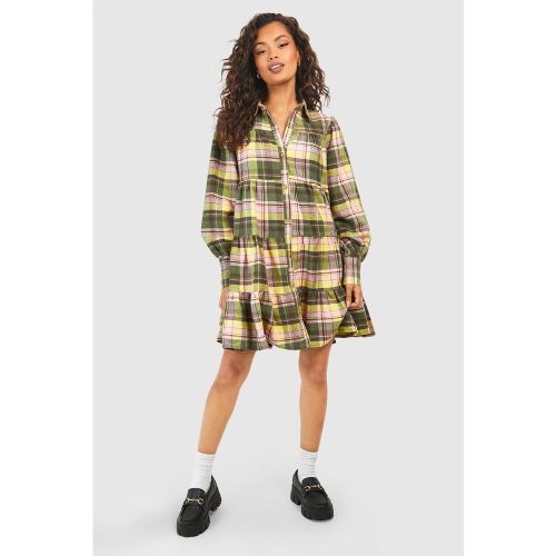 Robe Smockée À Carreaux - 42 - boohoo - Modalova