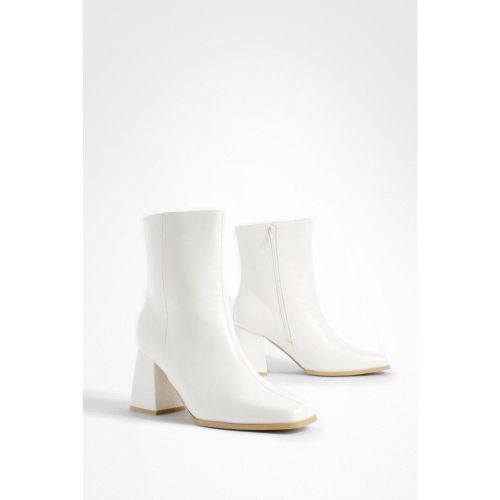 Bottines À Talon Carré - Pointure Large - Blanc Écru - 36, Blanc Écru - boohoo - Modalova