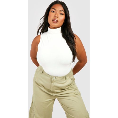 Grande Taille - Top En Coton À Col Roulé - Blanc Écru - 44, Blanc Écru - boohoo - Modalova
