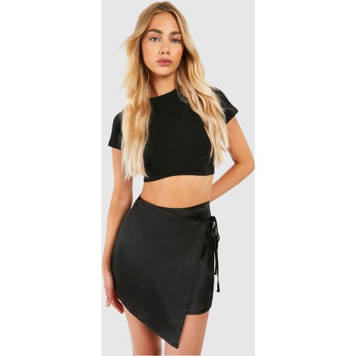 Mini-Jupe Portefeuille Satinée - 34 - boohoo - Modalova