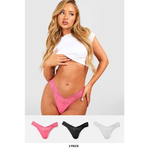 Lot De 3 Strings En Dentelle - S - boohoo - Modalova