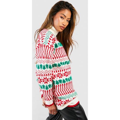 Robe Pull De Noël À Col Roulé - Blanc Écru - S, Blanc Écru - boohoo - Modalova