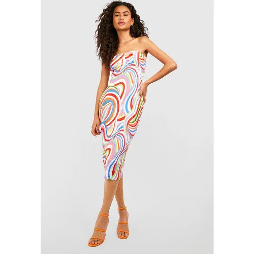 Robe Mi-Longue Plissée Imprimé Abstrait - 40 - boohoo - Modalova