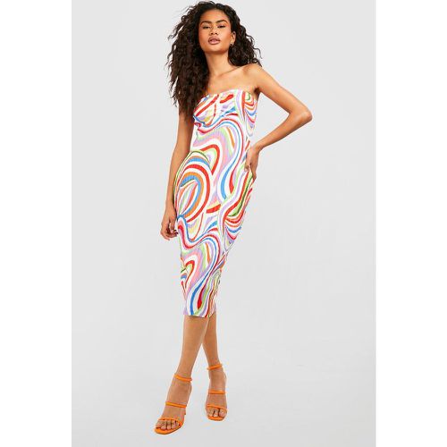 Robe Mi-Longue Plissée Imprimé Abstrait - 38 - boohoo - Modalova