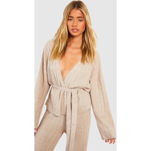 Cardigan Court Côtelé À Ceinture - S - boohoo - Modalova