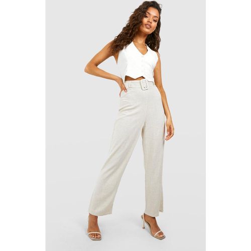 Pantalon En Lin Fuselé À Ceinture - 38 - boohoo - Modalova