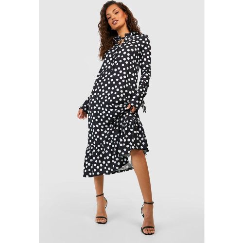 Robe À Pois Mi-Longue À Volants - 36 - boohoo - Modalova