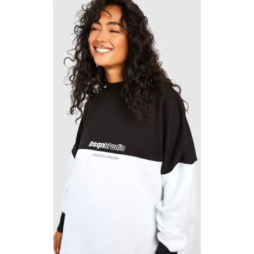 Sweat Oversize Color Block À Slogan - S - boohoo - Modalova