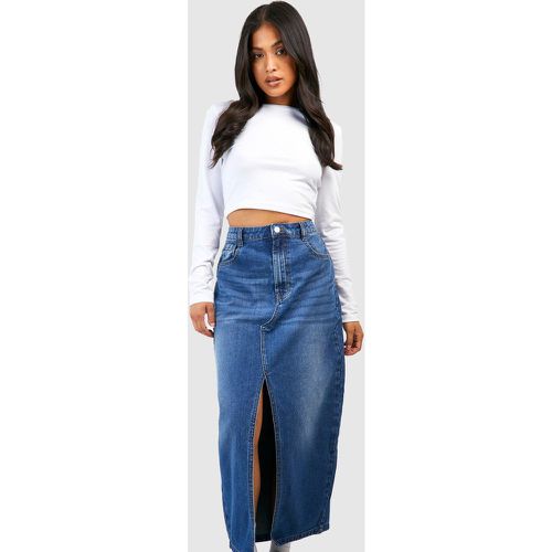 Petite" - Jupe Longue Fendue En Jean - 40 - boohoo - Modalova