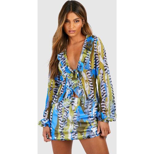 Top Noué Imprimé Abstrait - 12 - boohoo - Modalova